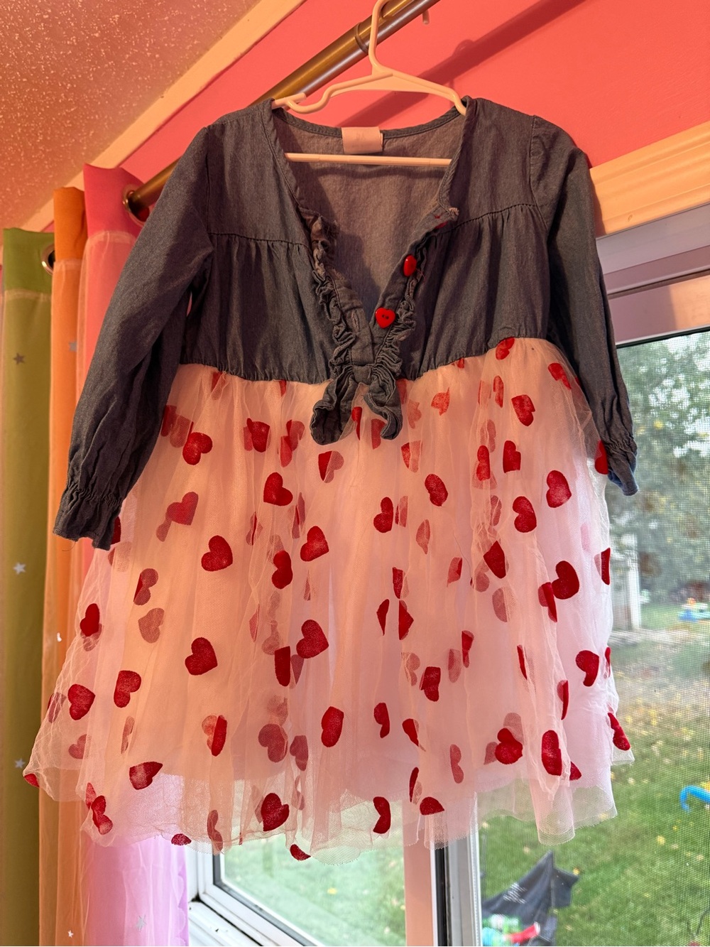 Kids Denim & Red Heart Tulle Dress - Brand Unspecified
